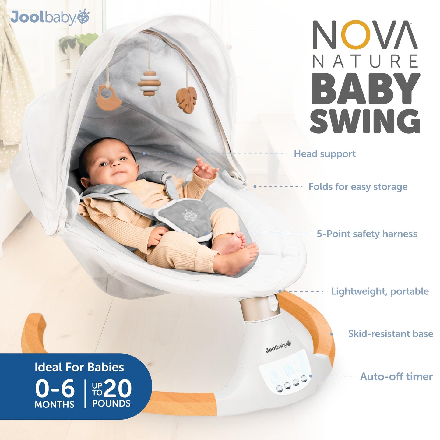 Baby Swing for Newborns Infant Bluetooth Music 10 Preset Melodies