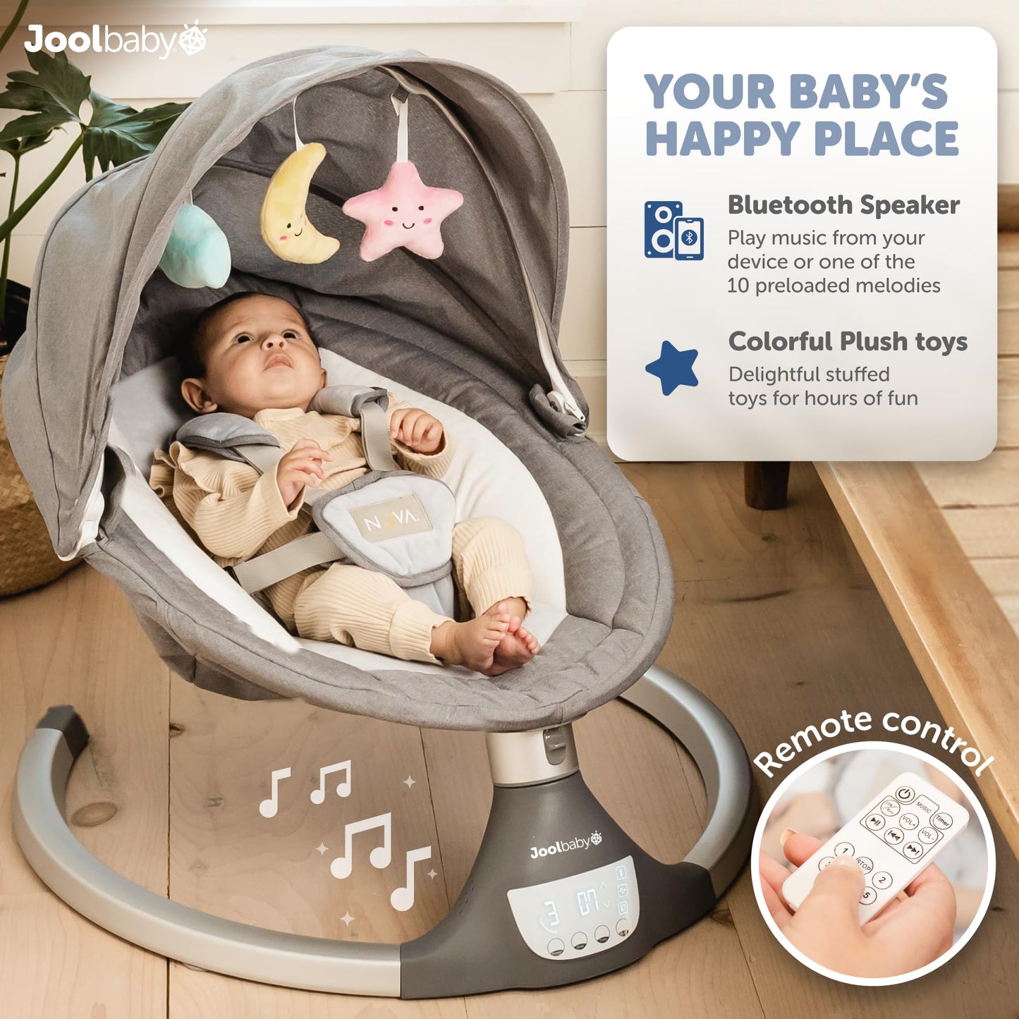 Baby Swing for Newborns Infant Bluetooth Music 10 Preset Melodies