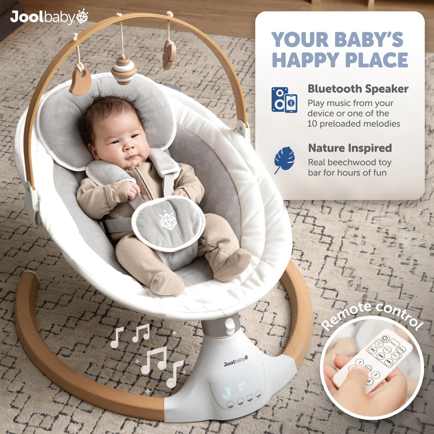 Baby Swing for Newborns Infant Bluetooth Music 10 Preset Melodies